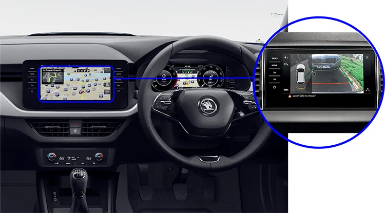 Kodiaq reversing camera screen Skoda-Scala-Highline-rearview-camera-kit-solution
