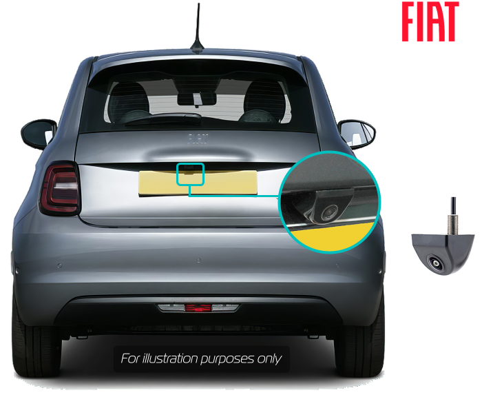 Fiat 500e retrofit reversing rear view camera kit solution - Uconnect 10 Screen - Camera