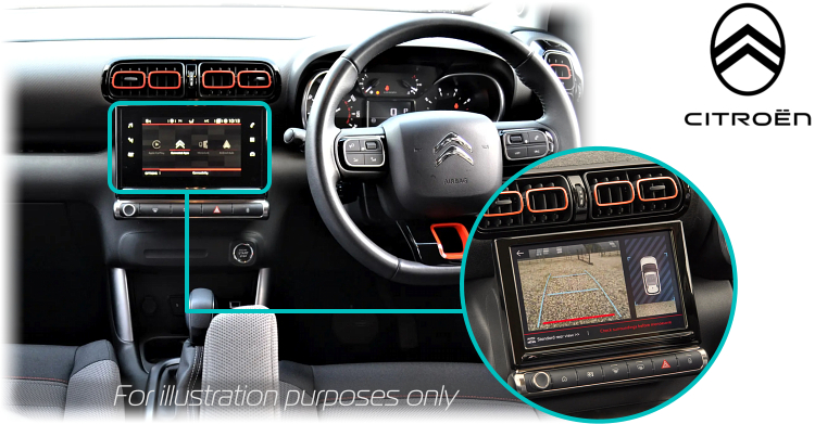 Citroen C3 Aircross retrofit reversing rear view camera kit solution - NAC System - 7" Touch Screen