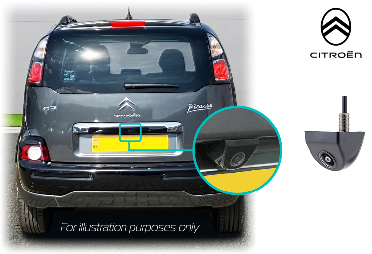 Citroen C3 Picasso retrofit reversing rear view camera kit solution - 7" Touch Screen SMEG System - camera 