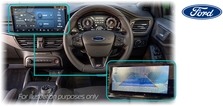 Ford Focus retrofit reversing rear view camera kit solution - 13.3" Touch Screen SYNC 4 System 
