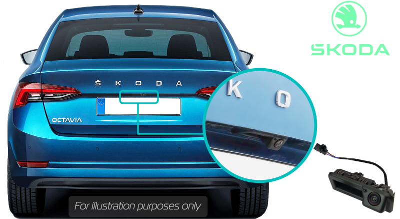 Skoda Octavia 4th Generation (typ NX) Rear View Reversing Camera Kit Solution, Boot Handle camera
